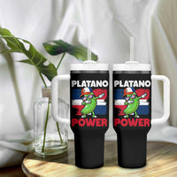 Platano Power Tumbler With Handle Funny Dominican Republic Flag Baseball