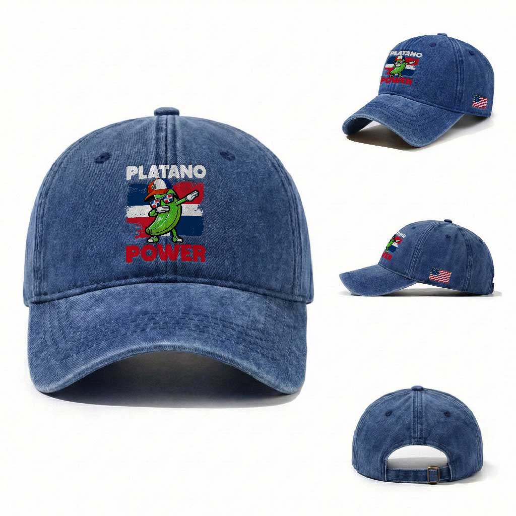 Platano Power Washed Cotton Baseball Cap Funny Dominican Republic Flag Baseball