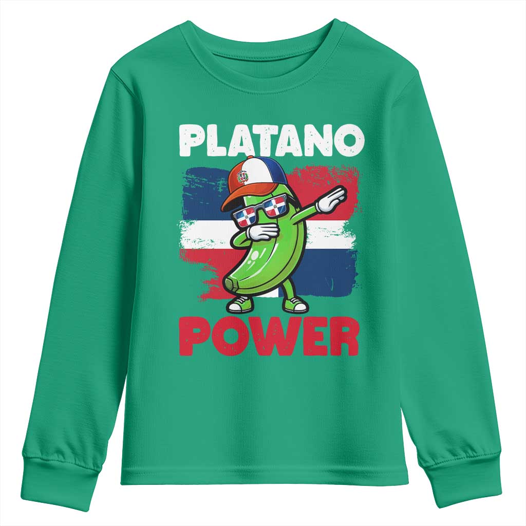 Platano Power Youth Sweatshirt Funny Dominican Republic Flag Baseball
