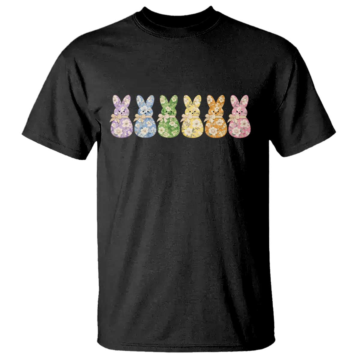 Easter Day Vintage Colorful Floral Sugary Bunnies T Shirt