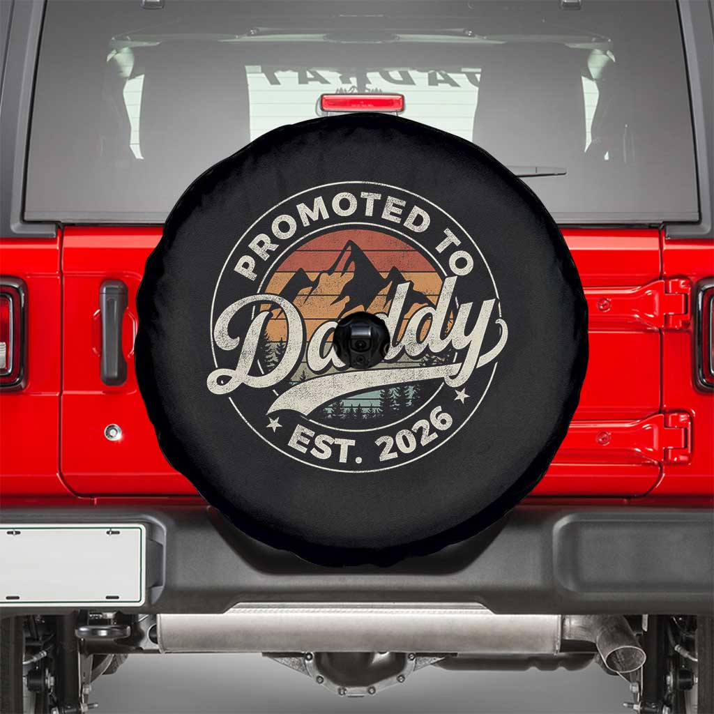 Promoted To Daddy Est 2026 Spare Tire Cover Soon to Be Dad Retro Baby Announcement
