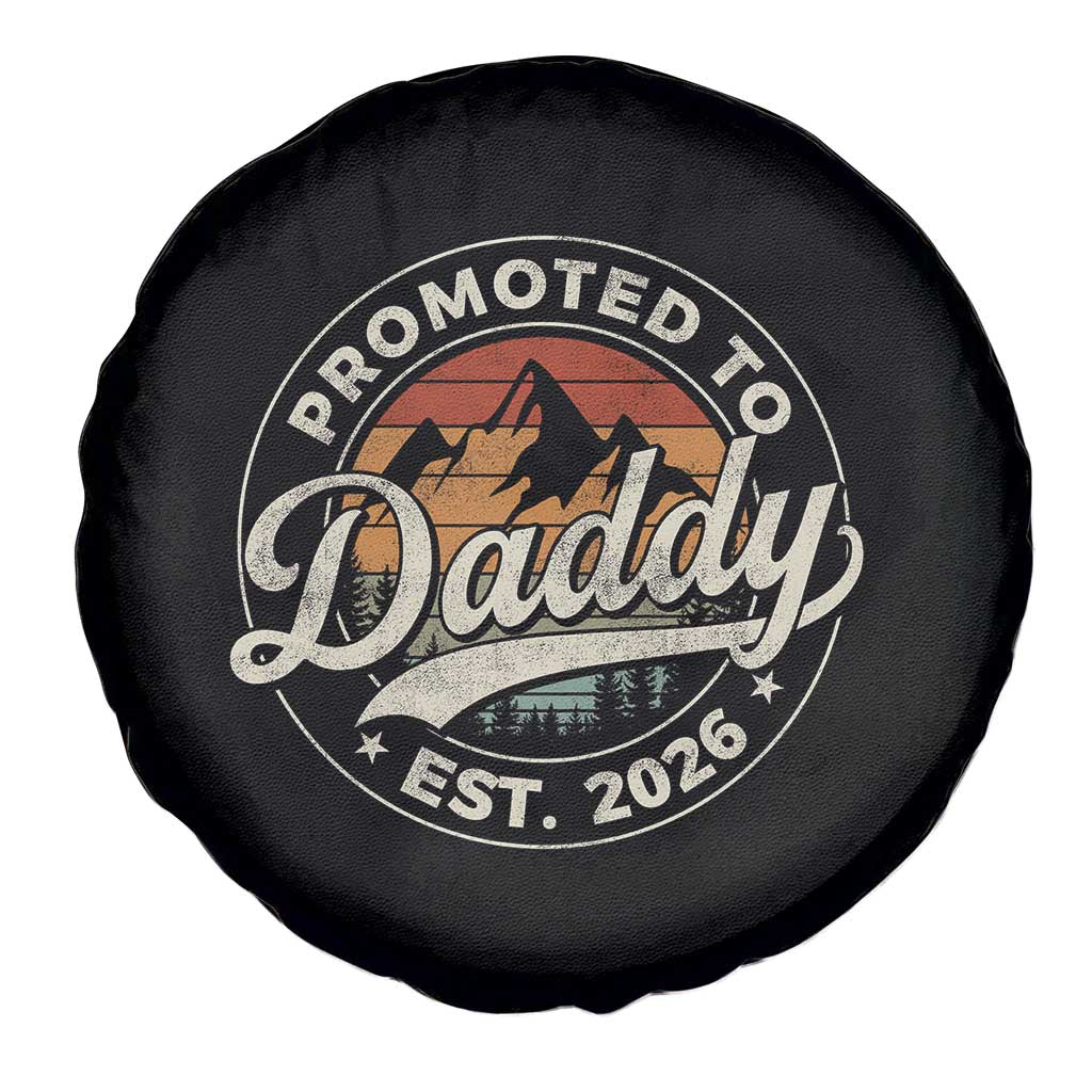 Promoted To Daddy Est 2026 Spare Tire Cover Soon to Be Dad Retro Baby Announcement