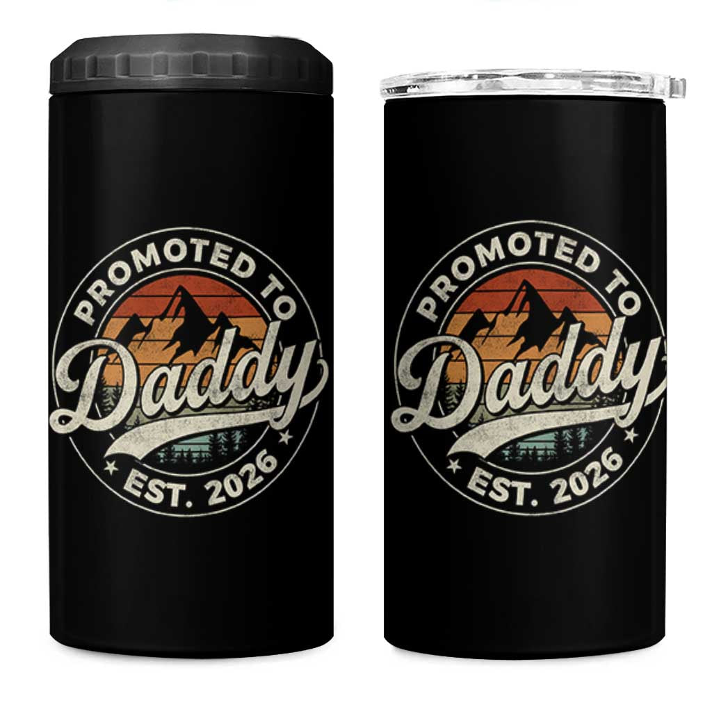Promoted To Daddy Est 2026 4 in 1 Can Cooler Tumbler Soon to Be Dad Retro Baby Announcement