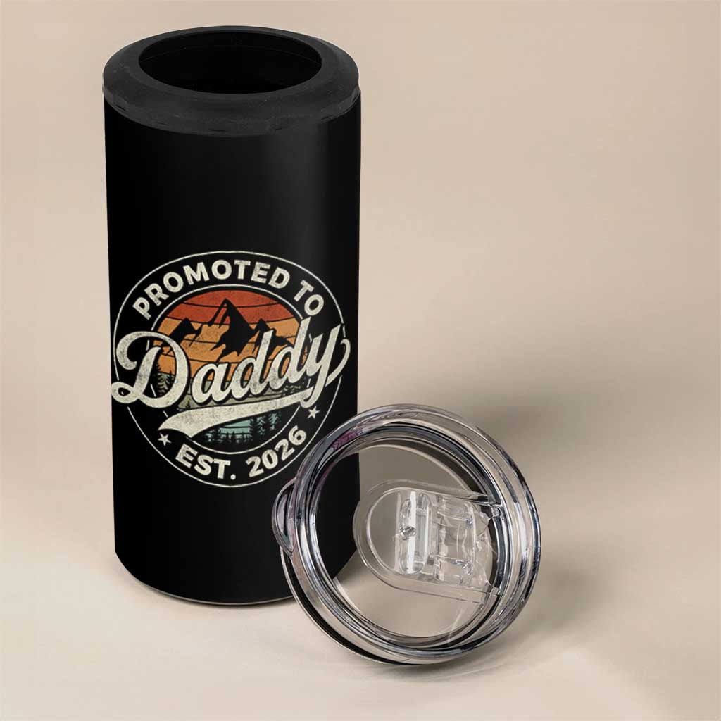 Promoted To Daddy Est 2026 4 in 1 Can Cooler Tumbler Soon to Be Dad Retro Baby Announcement