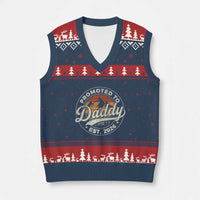 Promoted To Daddy Est 2026 V-Neck Knit Sweater Vest Soon to Be Dad Retro Baby Announcement