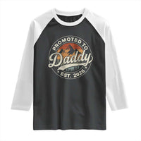 Promoted To Daddy Est 2026 Raglan Shirt Soon to Be Dad Retro Baby Announcement