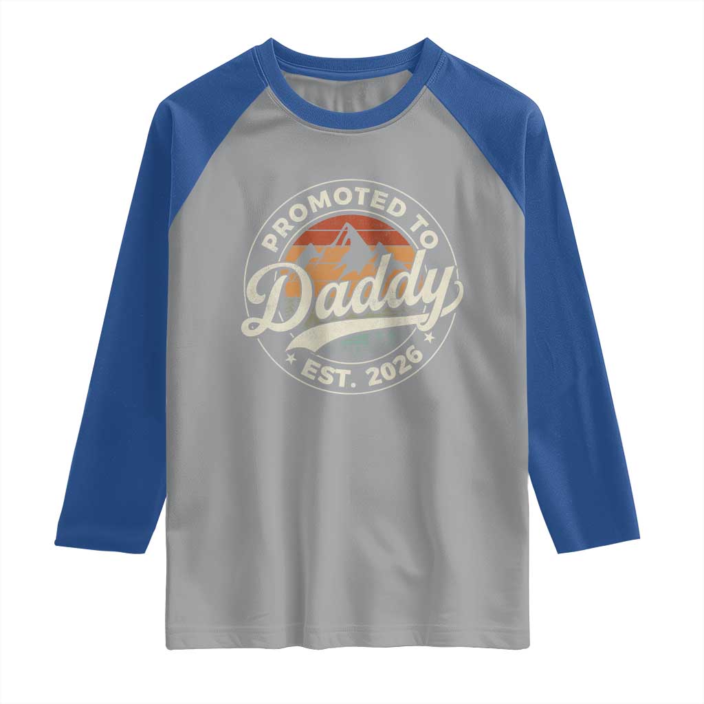 Promoted To Daddy Est 2026 Raglan Shirt Soon to Be Dad Retro Baby Announcement