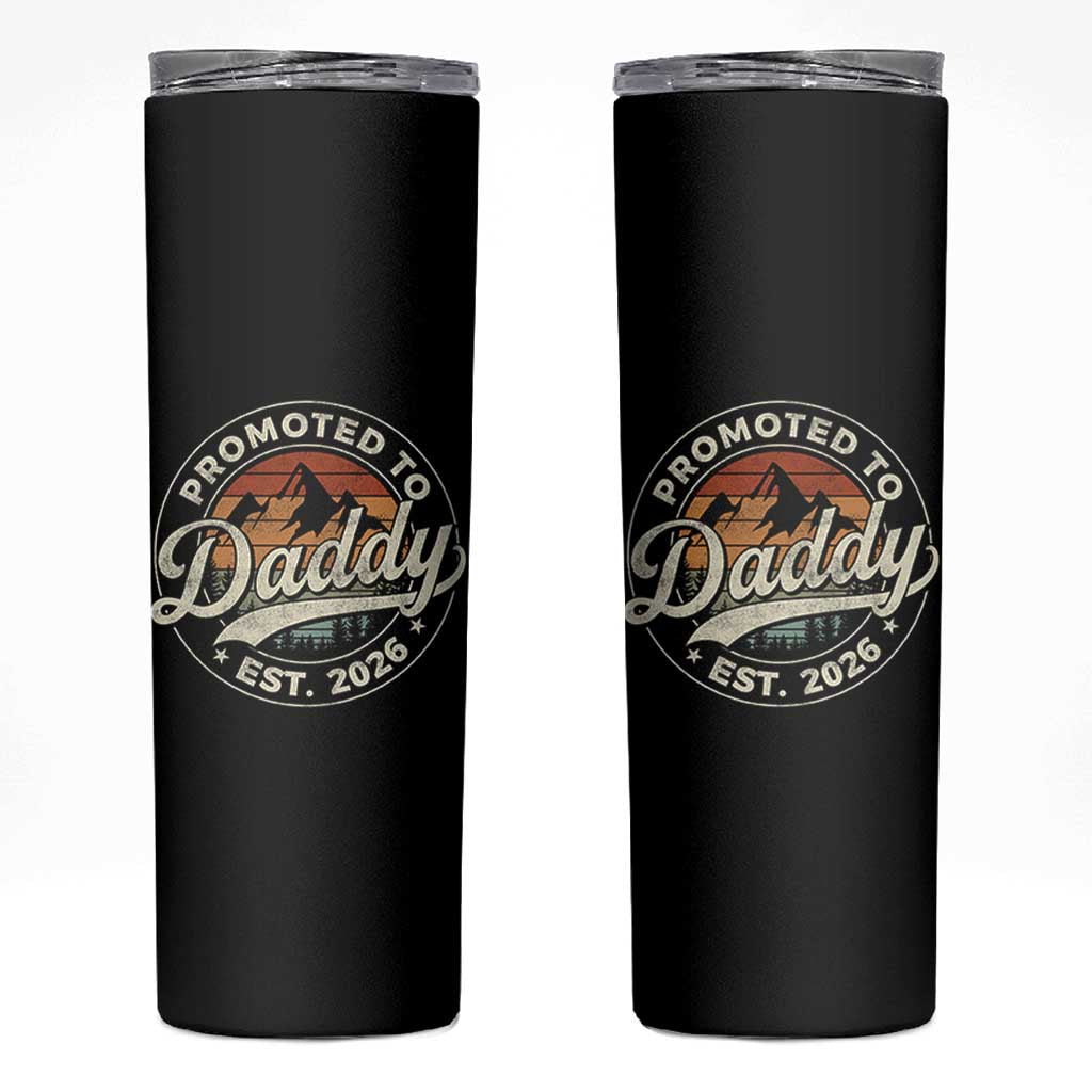 Promoted To Daddy Est 2026 Skinny Tumbler Soon to Be Dad Retro Baby Announcement