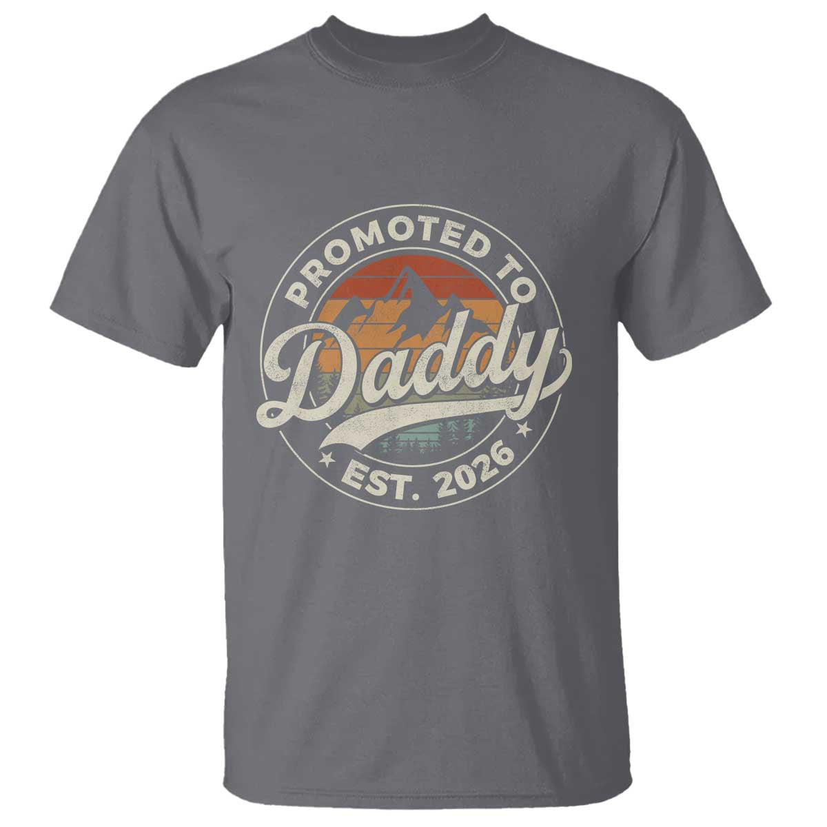 Promoted To Daddy Est 2026 T Shirt Soon to Be Dad Retro Baby Announcement