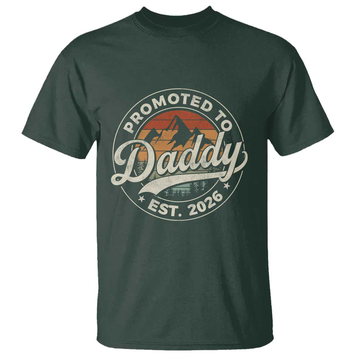 Promoted To Daddy Est 2026 T Shirt Soon to Be Dad Retro Baby Announcement