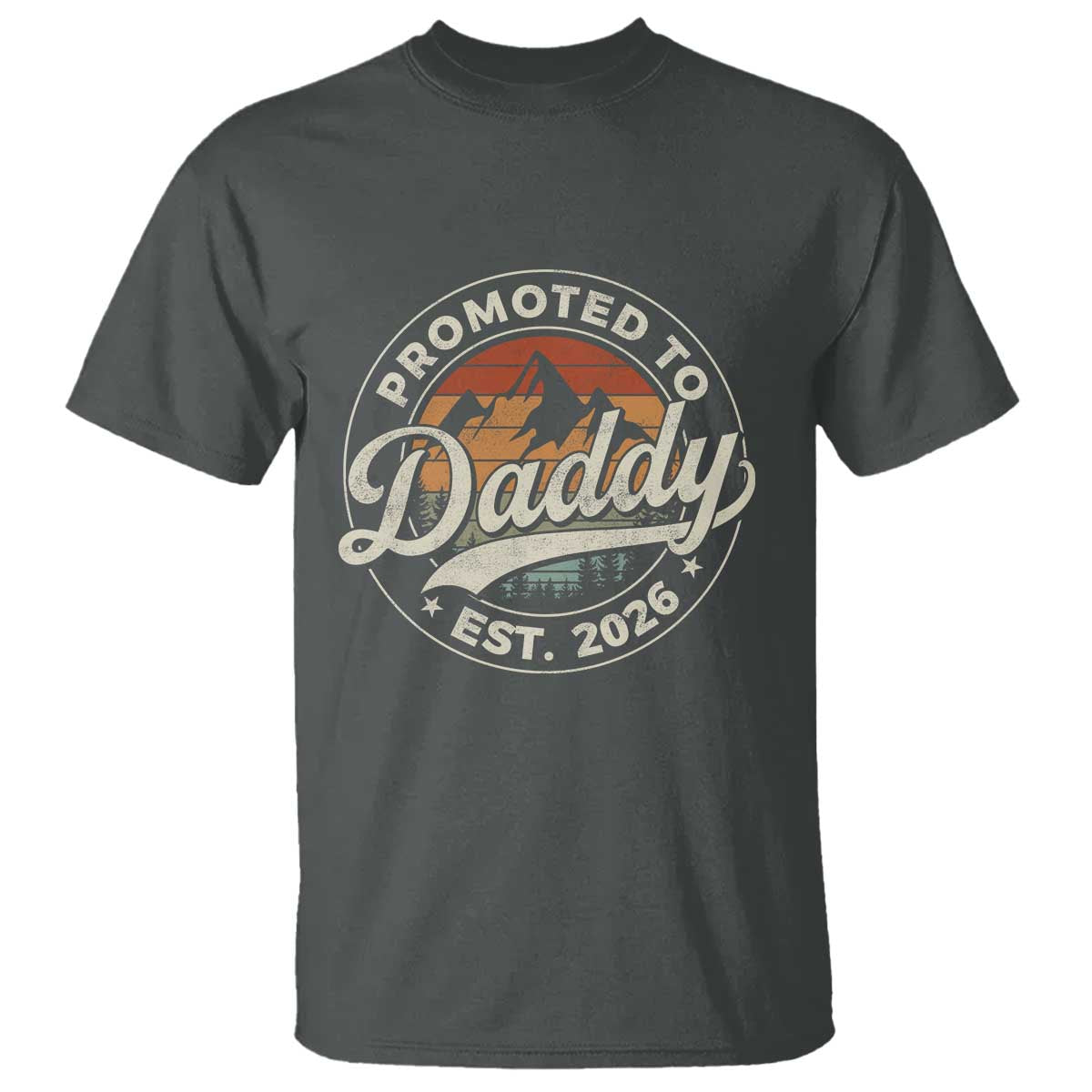Promoted To Daddy Est 2026 T Shirt Soon to Be Dad Retro Baby Announcement