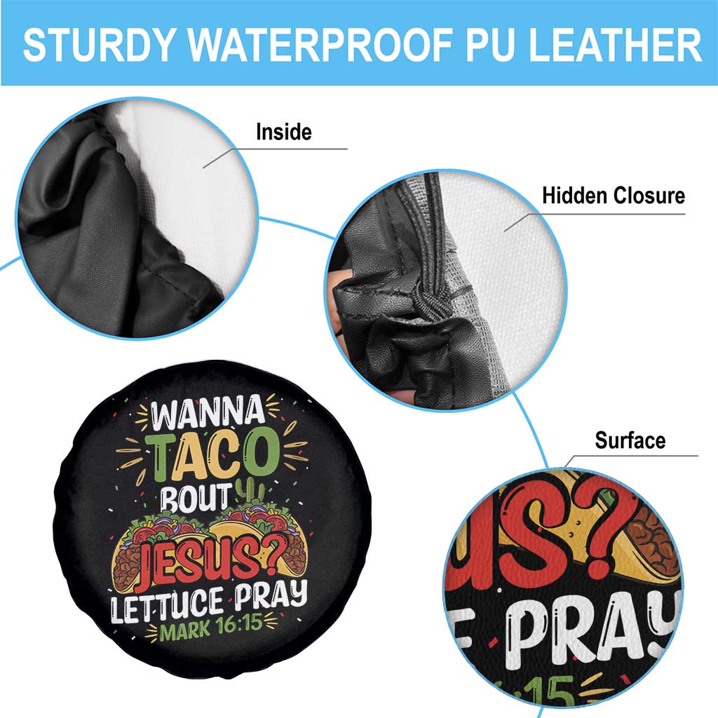 Funny Wanna Taco Bout Jesus Lettuce Pray Spare Tire Cover Cinco de Mayo Christian Bible Verse