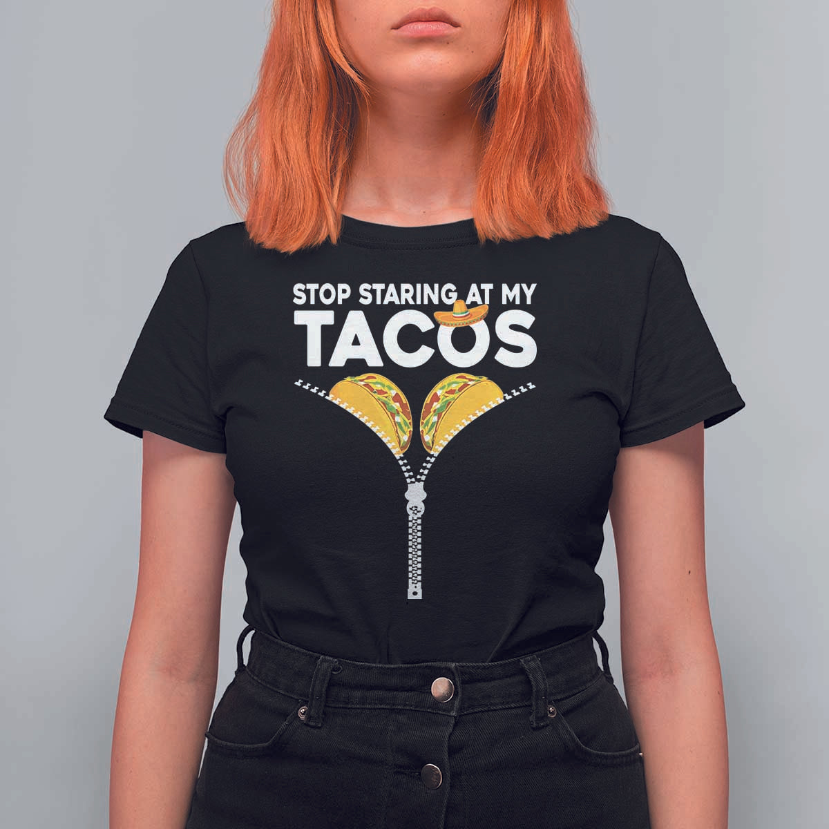 Funny Stop Staring At My Tacos T Shirt For Women Mexican Cinco De Mayo