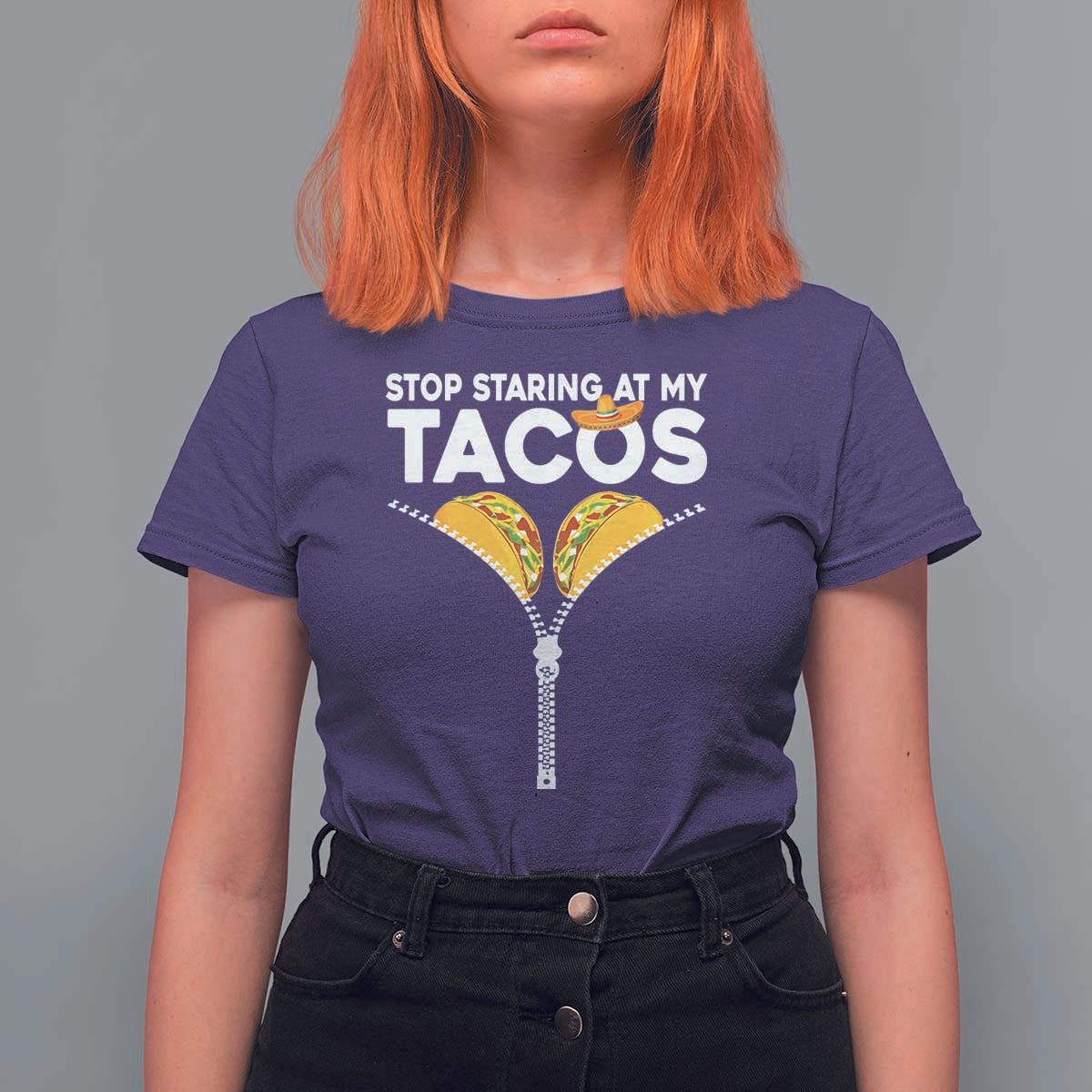 Funny Stop Staring At My Tacos T Shirt For Women Mexican Cinco De Mayo
