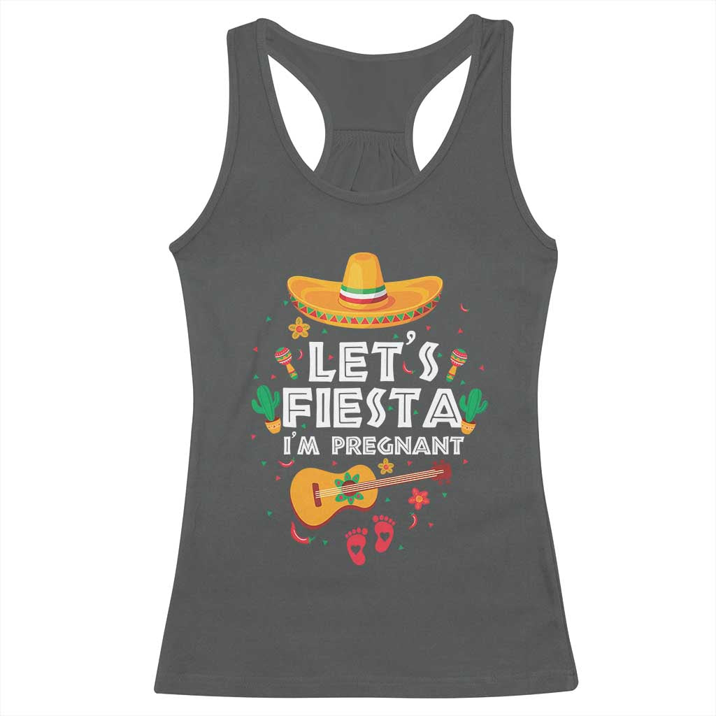 Funny Cinco De Mayo Pregnancy Announcement Racerback Tank Top Let's Fiesta I'm Pregnant Mexico Festival