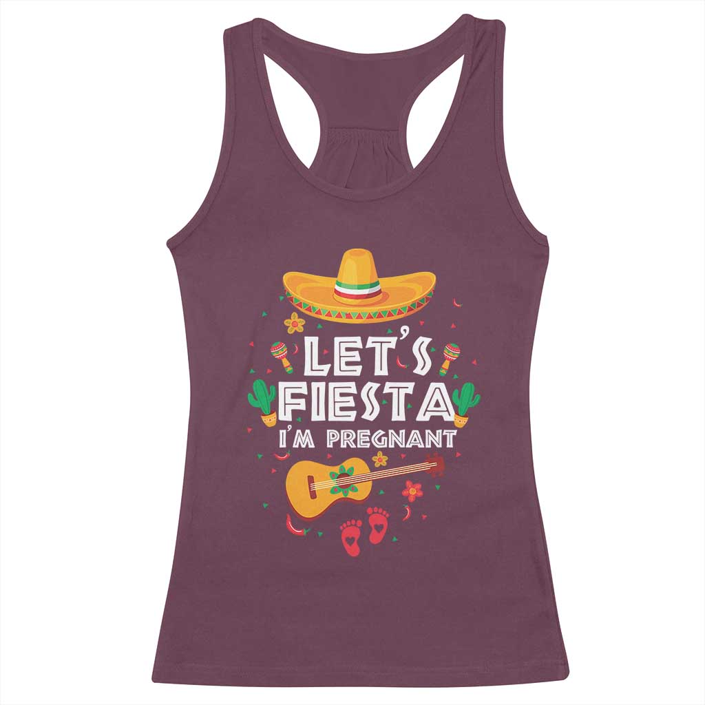 Funny Cinco De Mayo Pregnancy Announcement Racerback Tank Top Let's Fiesta I'm Pregnant Mexico Festival
