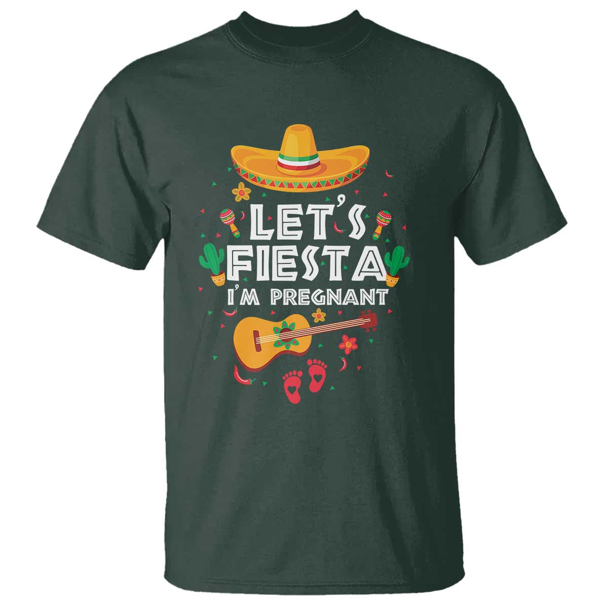 Funny Cinco De Mayo Pregnancy Announcement T Shirt Let's Fiesta I'm Pregnant Mexico Festival