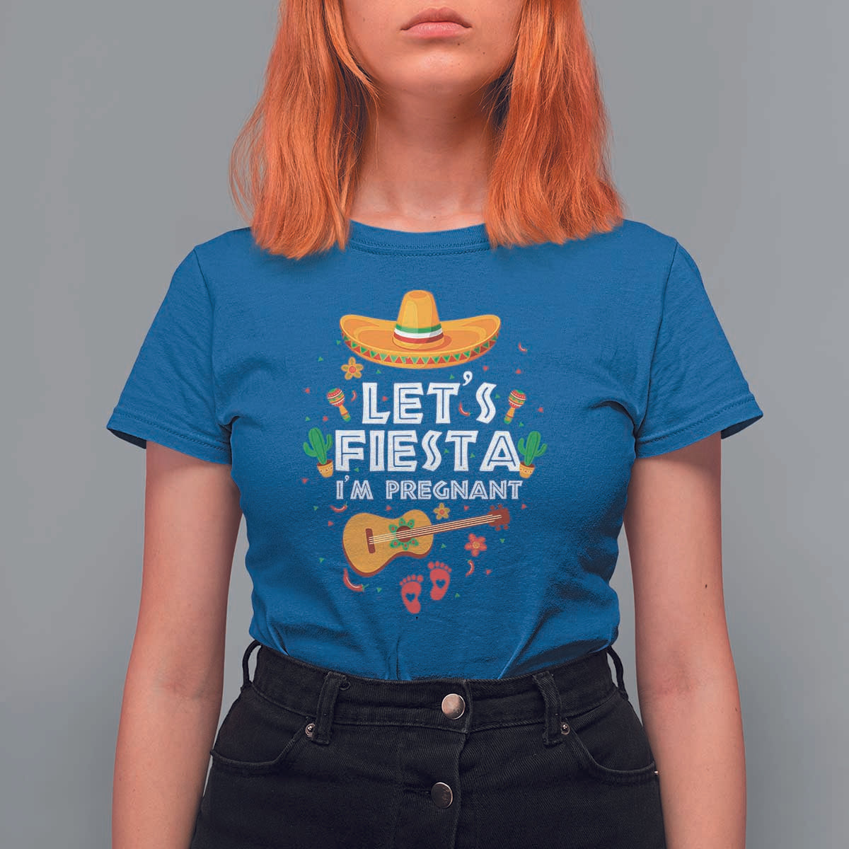 Funny Cinco De Mayo Pregnancy Announcement T Shirt For Women Let's Fiesta I'm Pregnant Mexico Festival