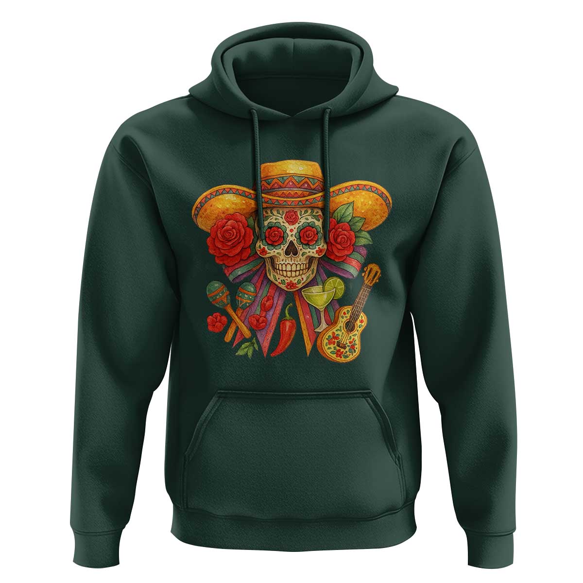 Funny Cinco De Mayo Sugar Skull Sombrero Hat Bow Hoodie