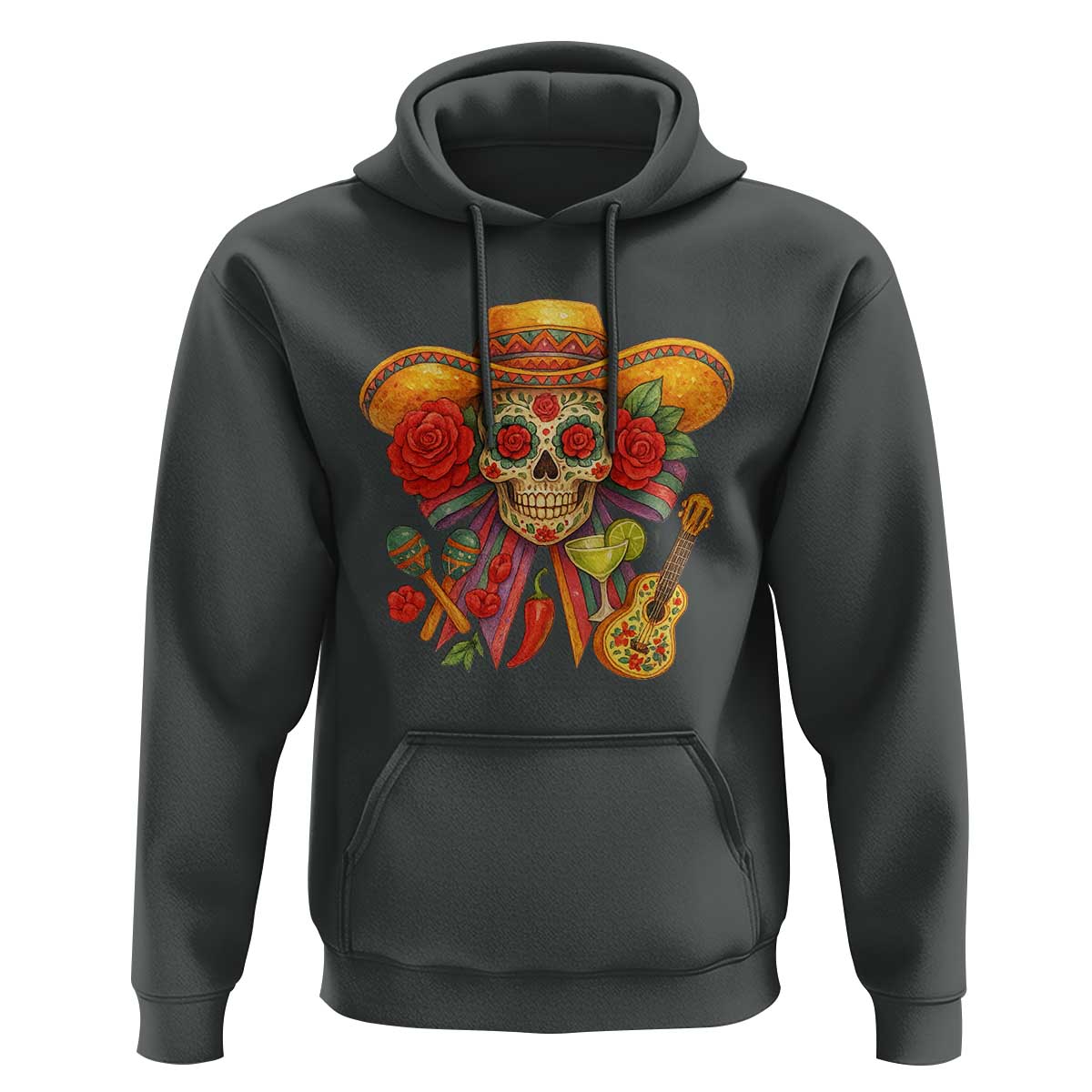 Funny Cinco De Mayo Sugar Skull Sombrero Hat Bow Hoodie
