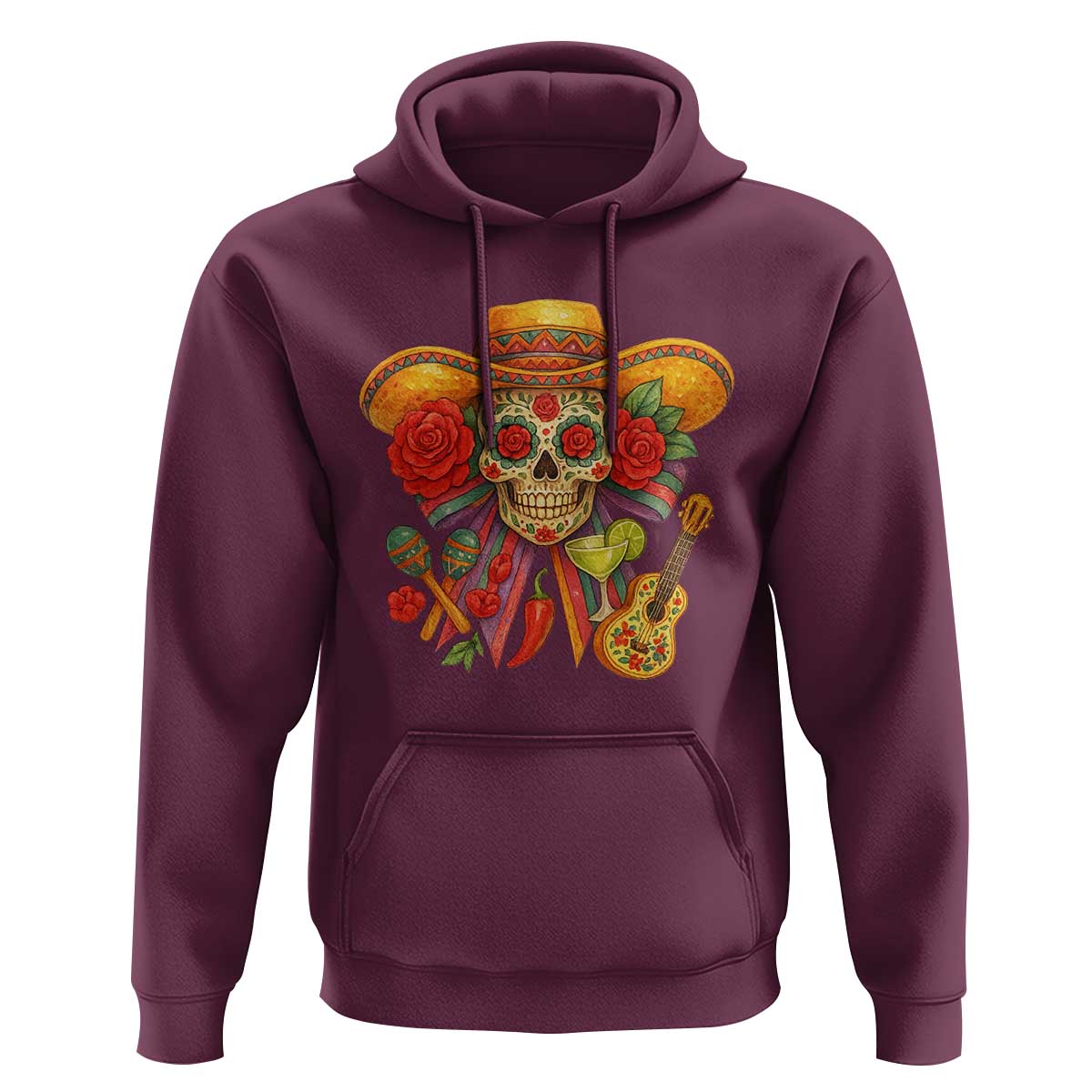 Funny Cinco De Mayo Sugar Skull Sombrero Hat Bow Hoodie