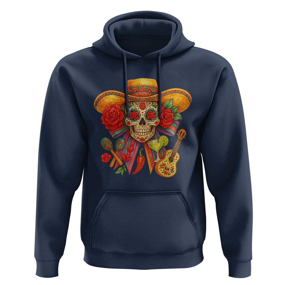 Funny Cinco De Mayo Sugar Skull Sombrero Hat Bow Hoodie