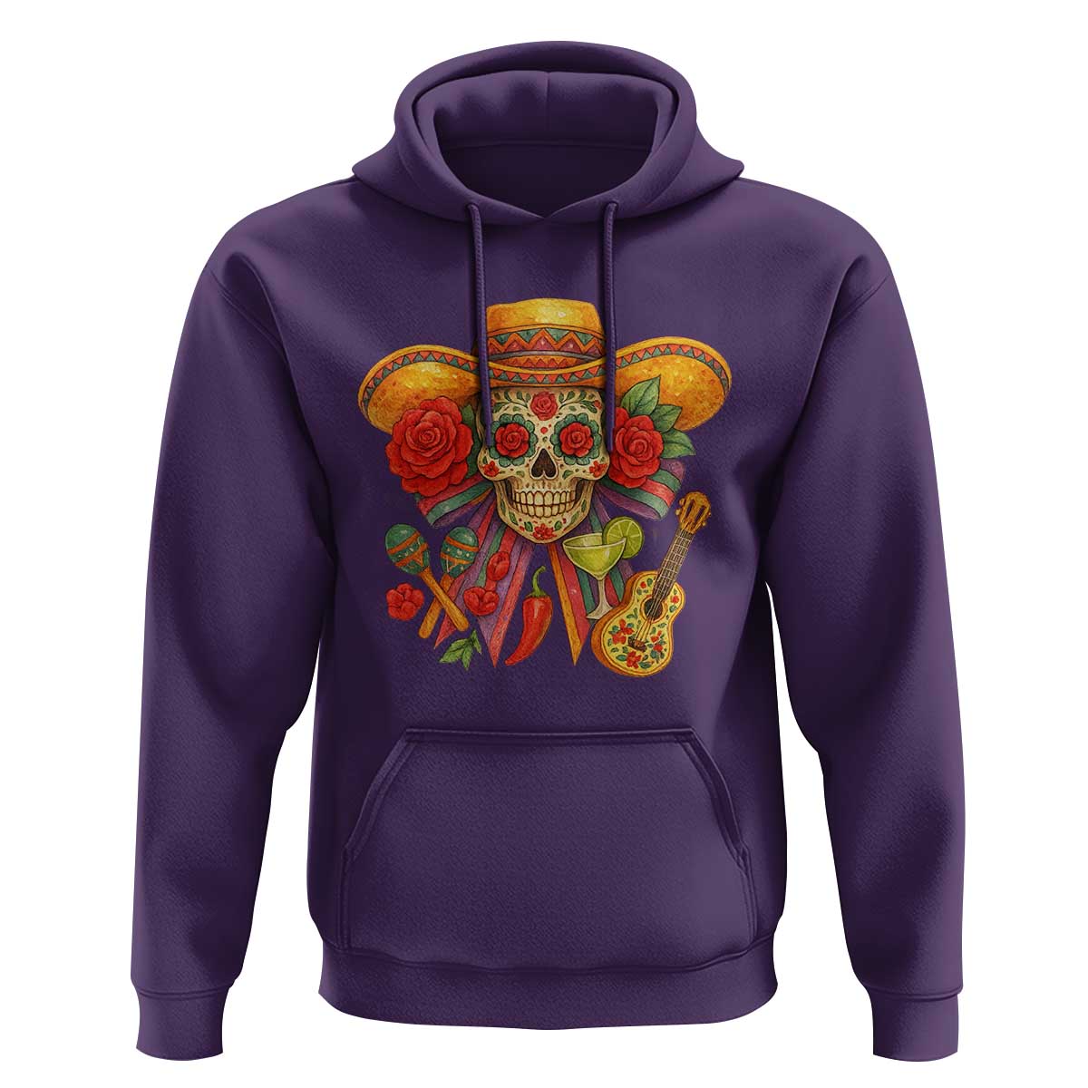 Funny Cinco De Mayo Sugar Skull Sombrero Hat Bow Hoodie