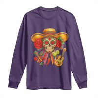 Funny Cinco De Mayo Sugar Skull Sombrero Hat Bow Long Sleeve Shirt