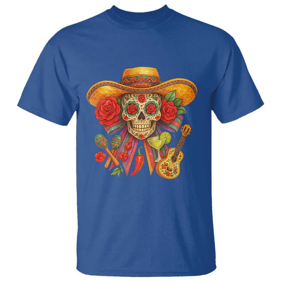 Funny Cinco De Mayo Sugar Skull Sombrero Hat Bow T Shirt