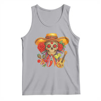 Funny Cinco De Mayo Sugar Skull Sombrero Hat Bow Tank Top