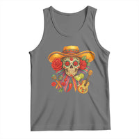 Funny Cinco De Mayo Sugar Skull Sombrero Hat Bow Tank Top