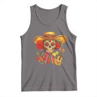 Funny Cinco De Mayo Sugar Skull Sombrero Hat Bow Tank Top