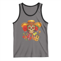 Funny Cinco De Mayo Sugar Skull Sombrero Hat Bow Tank Top