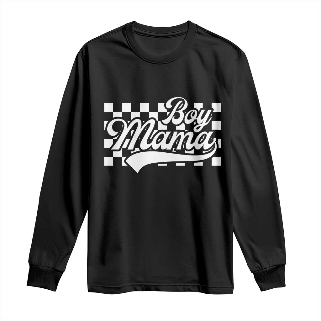 Funny Boy Mama Long Sleeve Shirt Mama Of Boy Checkerboard Mother's Day