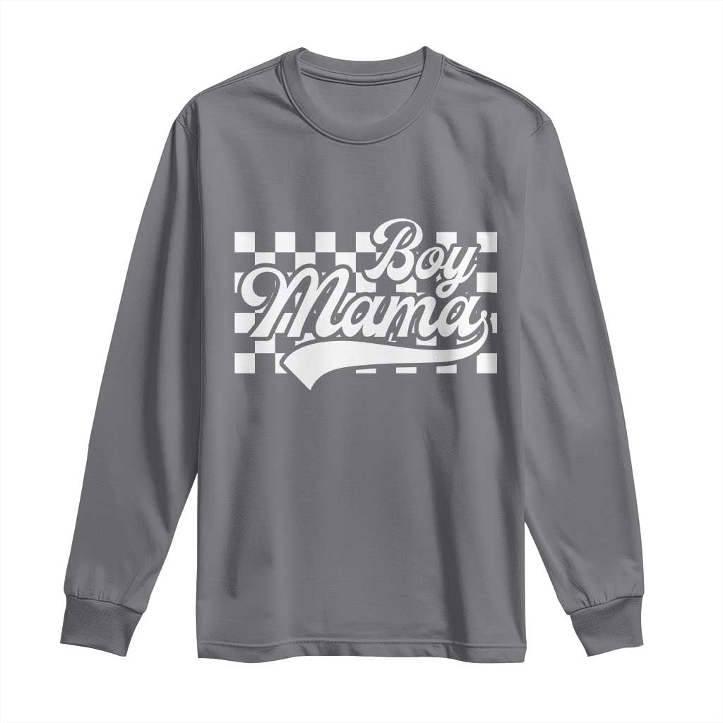 Funny Boy Mama Long Sleeve Shirt Mama Of Boy Checkerboard Mother's Day