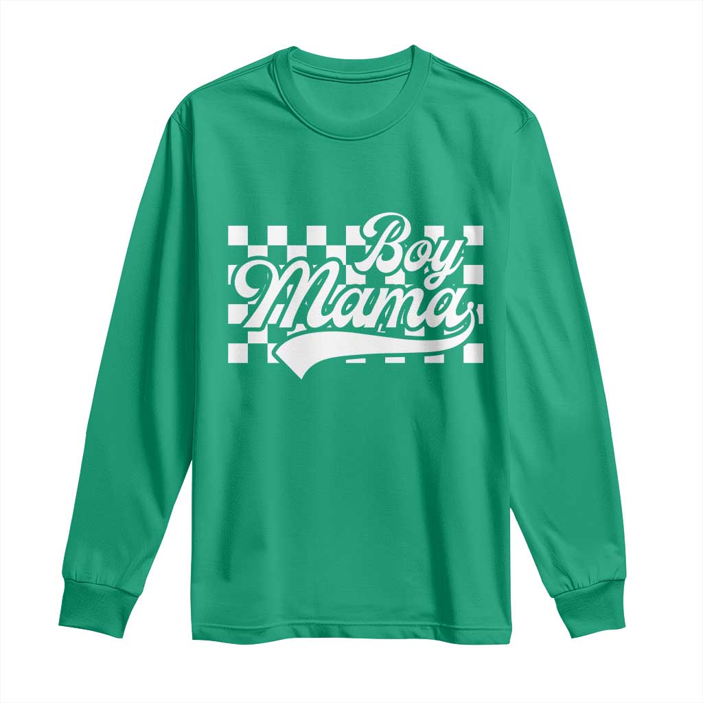 Funny Boy Mama Long Sleeve Shirt Mama Of Boy Checkerboard Mother's Day