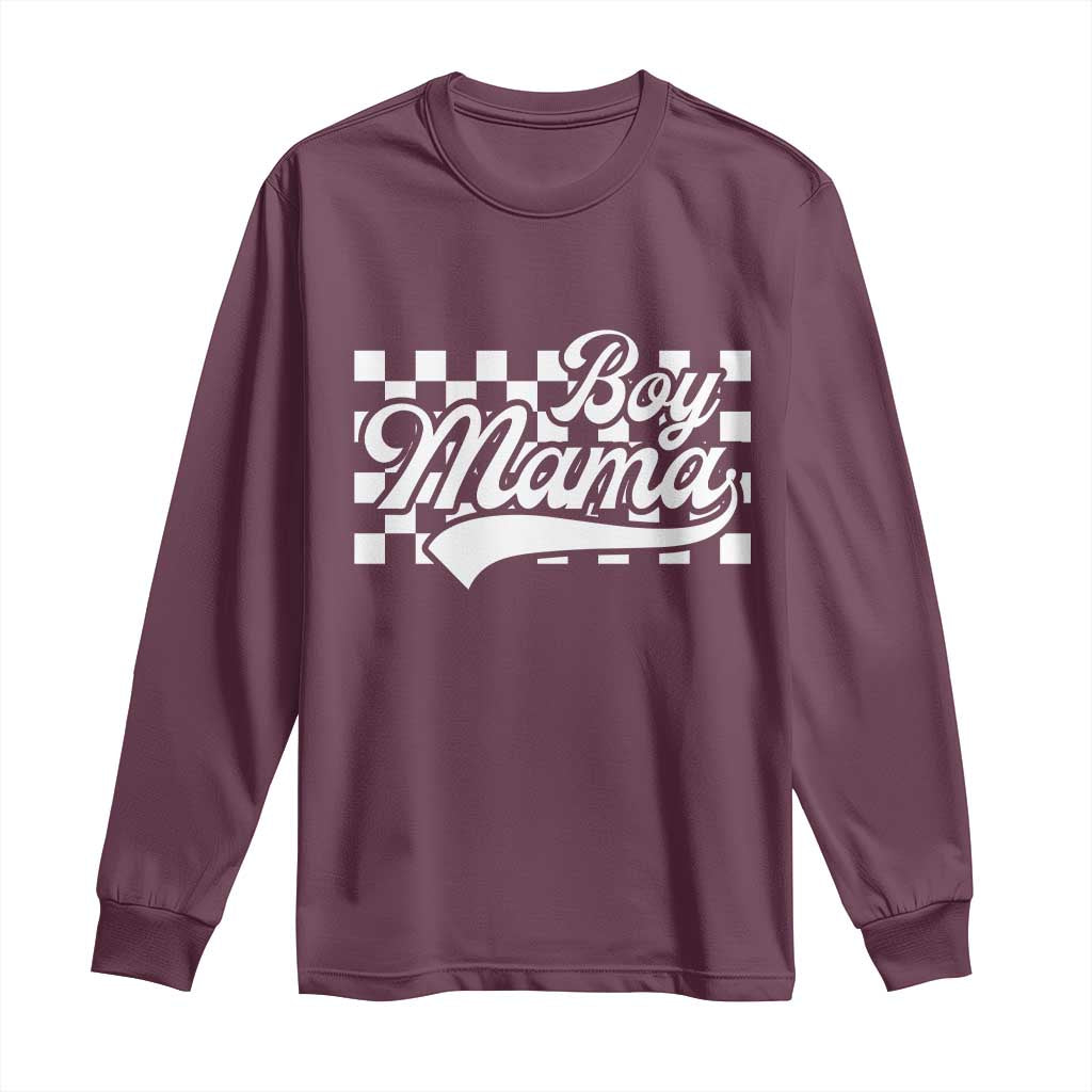 Funny Boy Mama Long Sleeve Shirt Mama Of Boy Checkerboard Mother's Day