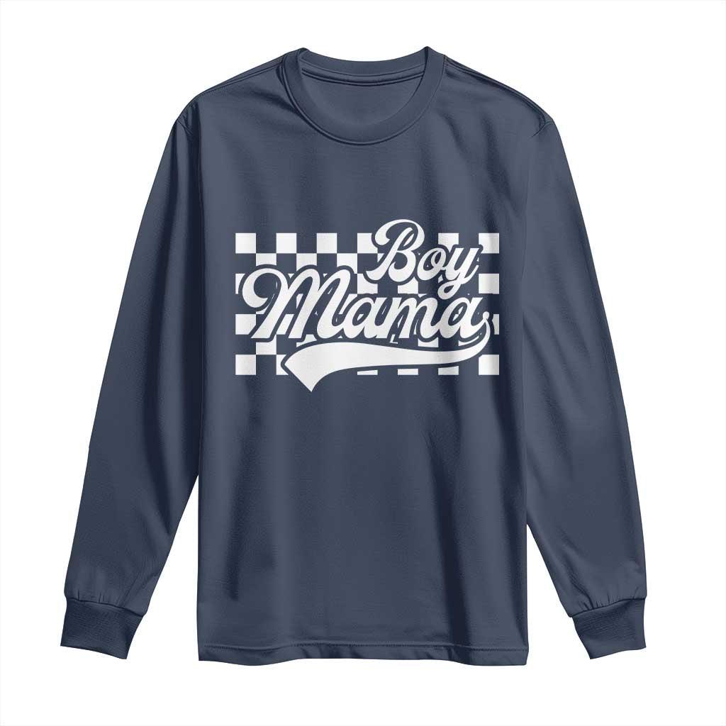 Funny Boy Mama Long Sleeve Shirt Mama Of Boy Checkerboard Mother's Day