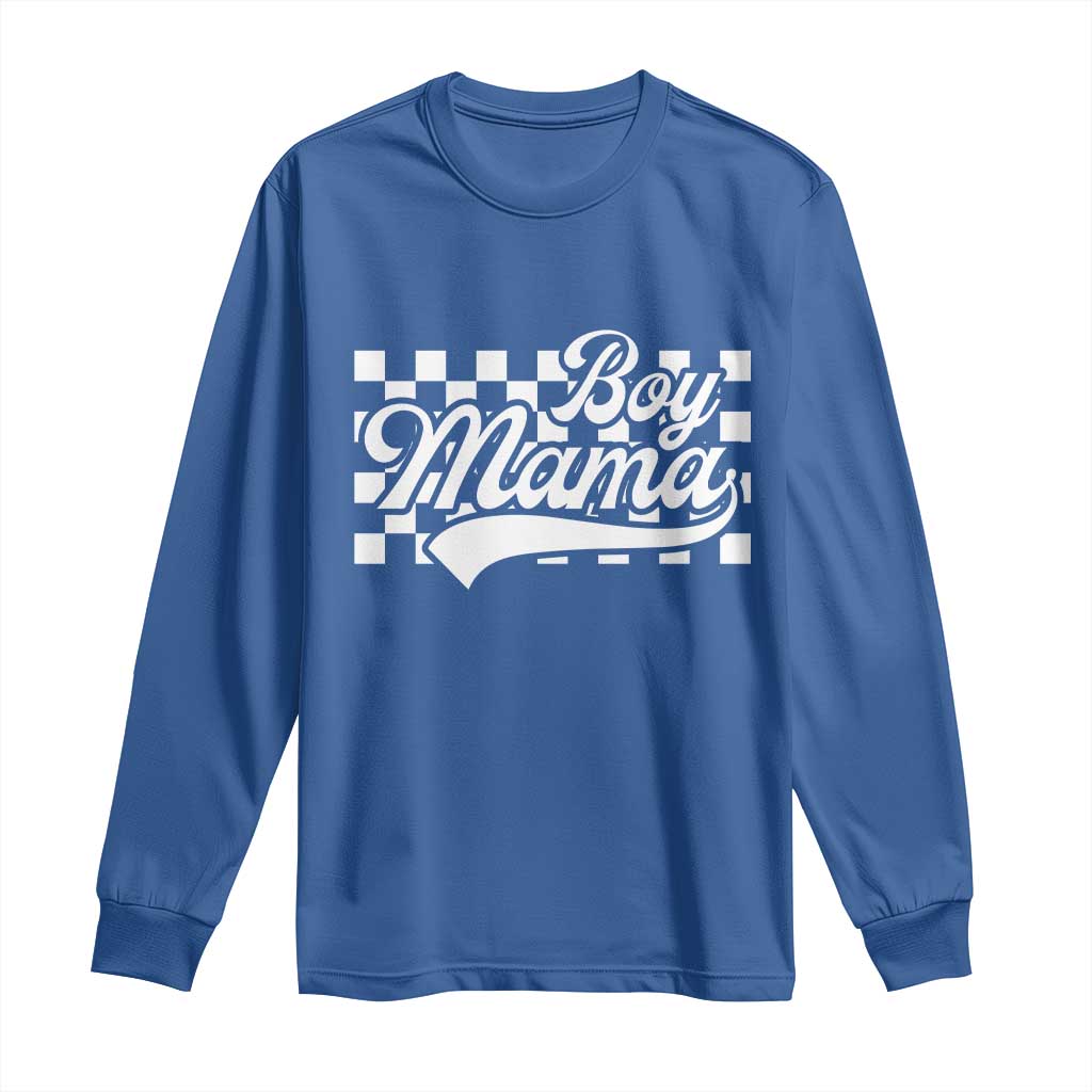 Funny Boy Mama Long Sleeve Shirt Mama Of Boy Checkerboard Mother's Day