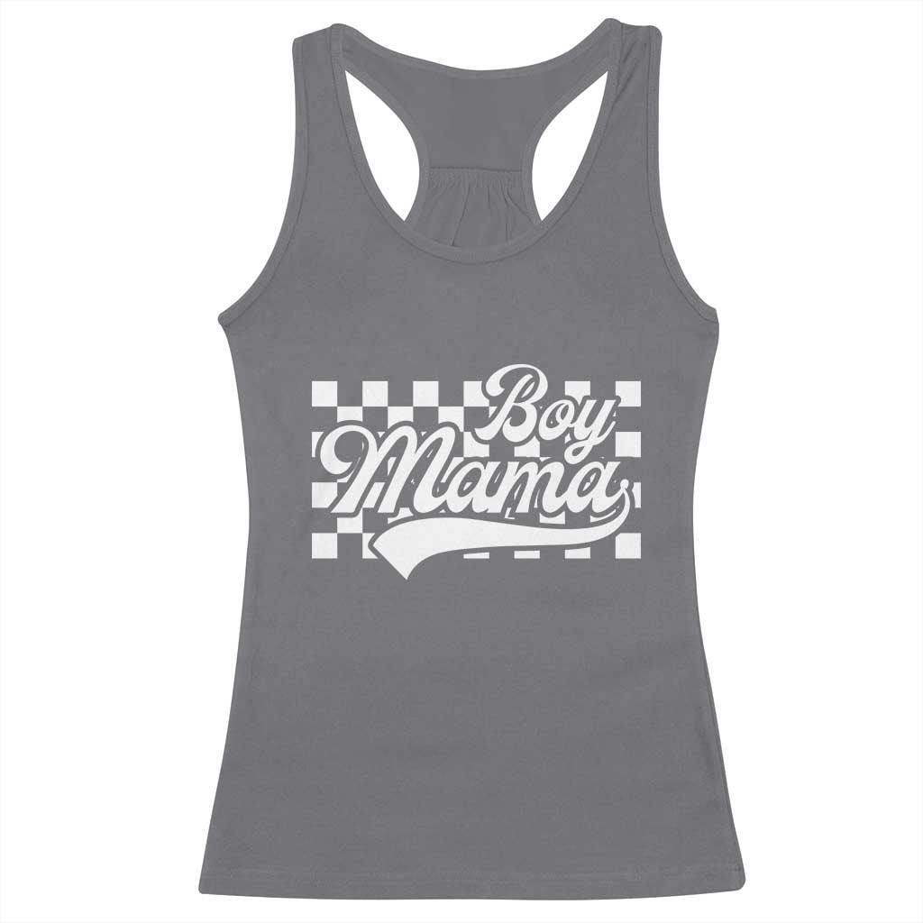Funny Boy Mama Racerback Tank Top Mama Of Boy Checkerboard Mother's Day