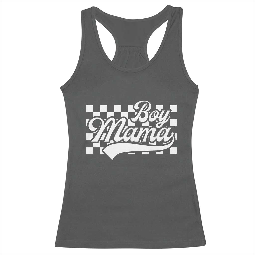 Funny Boy Mama Racerback Tank Top Mama Of Boy Checkerboard Mother's Day