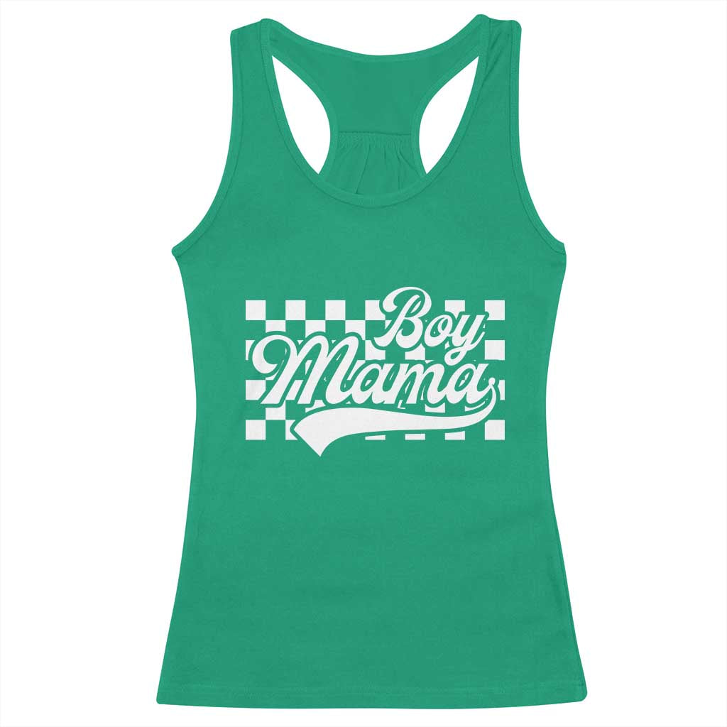 Funny Boy Mama Racerback Tank Top Mama Of Boy Checkerboard Mother's Day