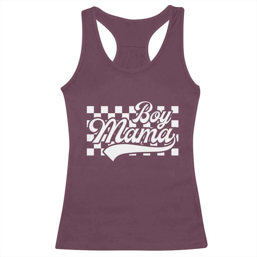 Funny Boy Mama Racerback Tank Top Mama Of Boy Checkerboard Mother's Day