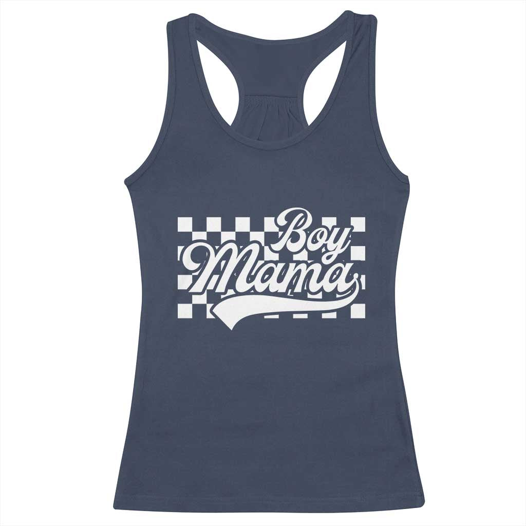 Funny Boy Mama Racerback Tank Top Mama Of Boy Checkerboard Mother's Day
