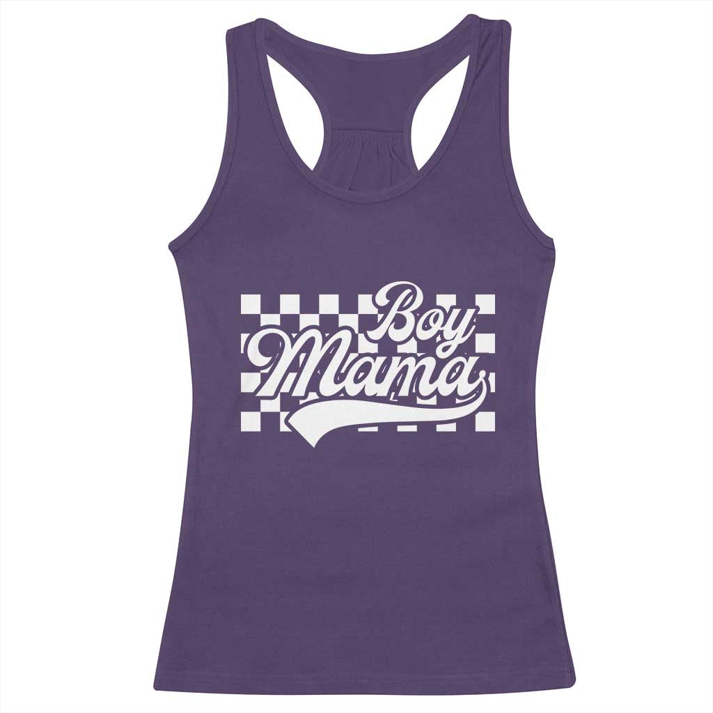 Funny Boy Mama Racerback Tank Top Mama Of Boy Checkerboard Mother's Day