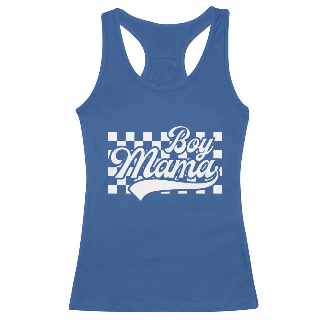 Funny Boy Mama Racerback Tank Top Mama Of Boy Checkerboard Mother's Day