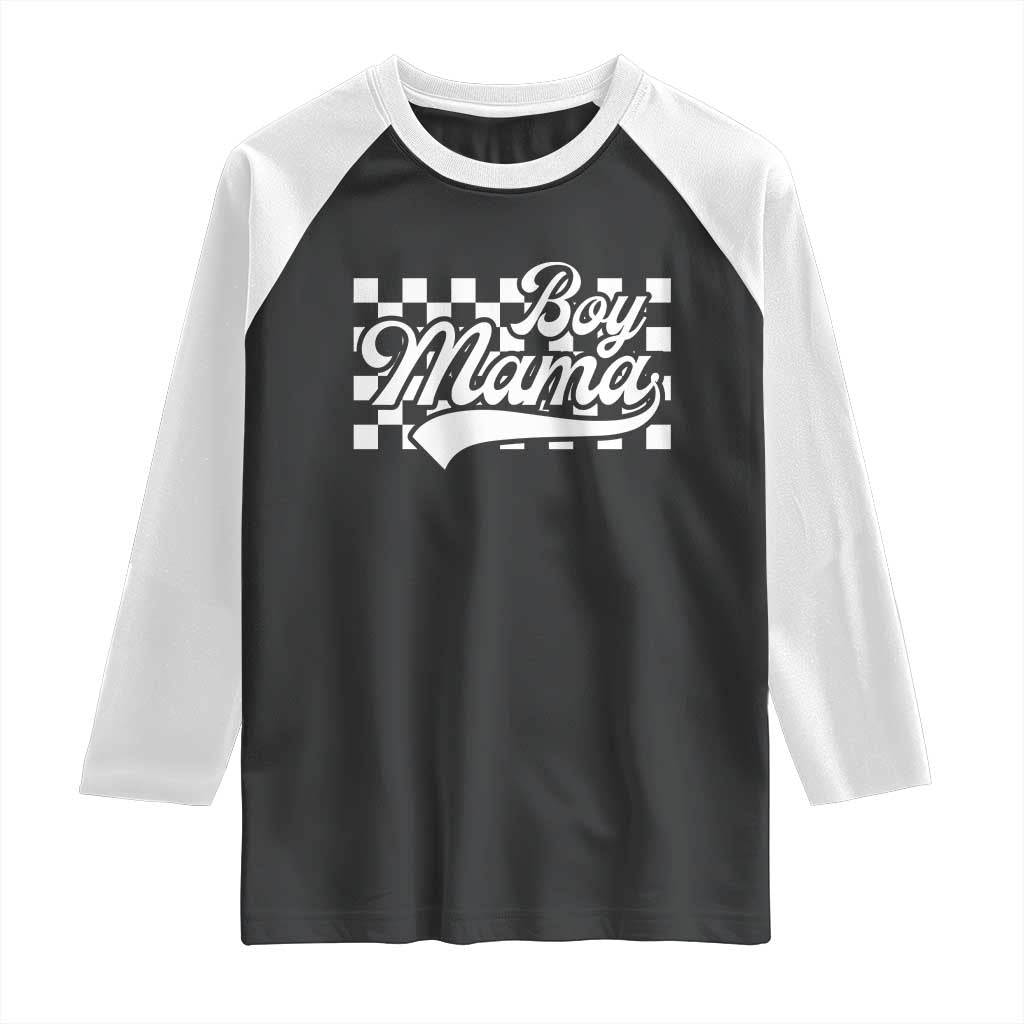 Funny Boy Mama Raglan Shirt Mama Of Boy Checkerboard Mother's Day