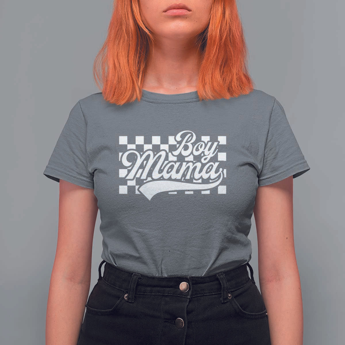 Funny Boy Mama T Shirt For Women Mama Of Boy Checkerboard Mother's Day