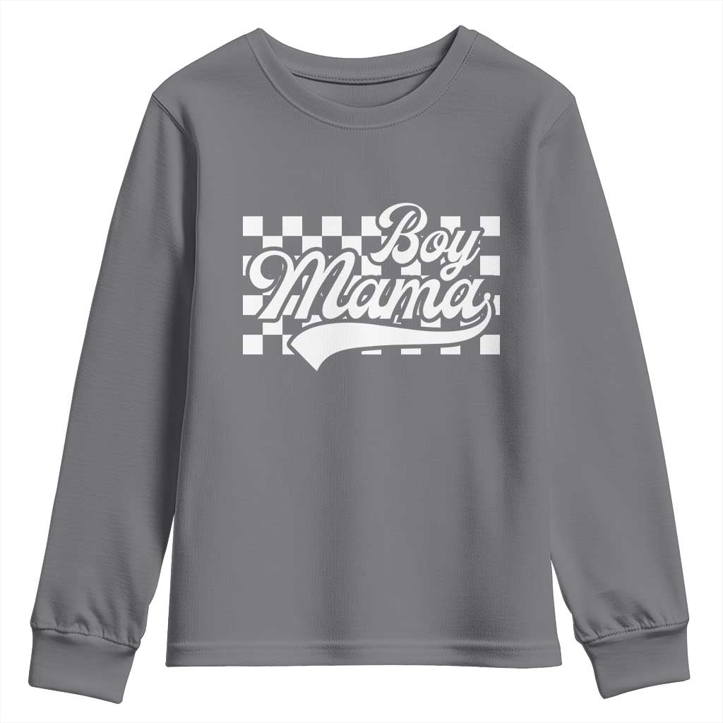 Funny Boy Mama Youth Sweatshirt Mama Of Boy Checkerboard Mother's Day