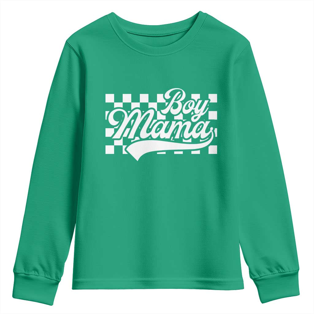 Funny Boy Mama Youth Sweatshirt Mama Of Boy Checkerboard Mother's Day